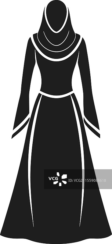 身着传统服饰的优雅女性剪影图片素材