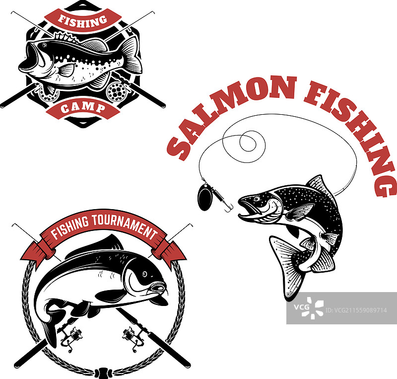 钓鱼比赛标签：鲤鱼钓鱼、鲑鱼图片素材