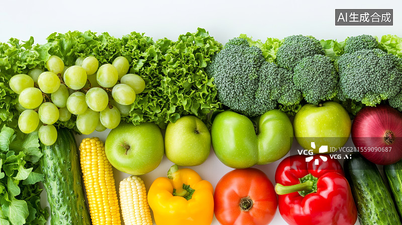 【AI数字艺术】白色背景下的各种新鲜蔬菜图片素材