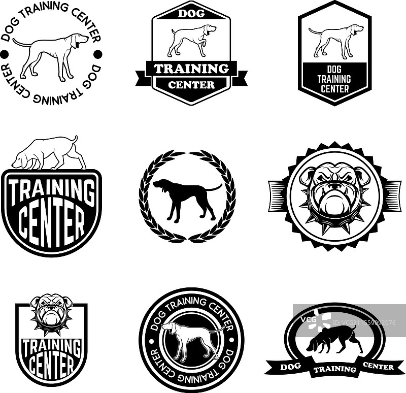 狗训练中心标签设计元素集合图片素材