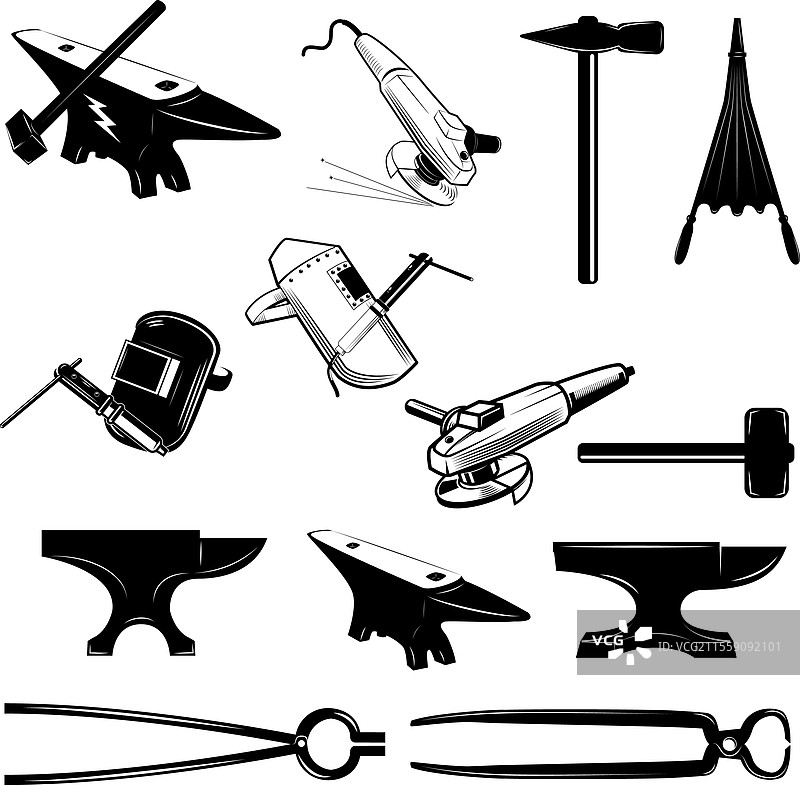 一套锤子和设计元素图片素材
