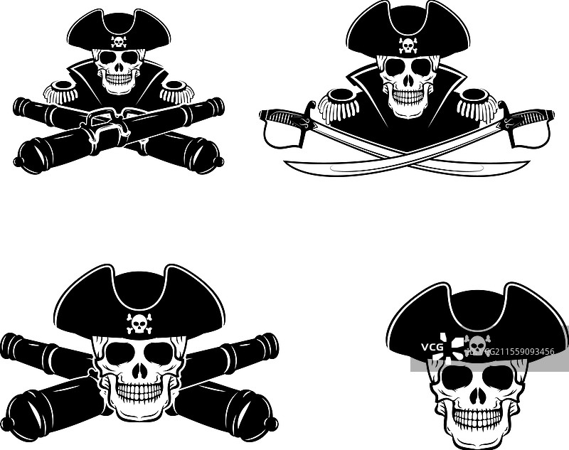 海盗主题的海军上将标签和标志设计模板图片素材