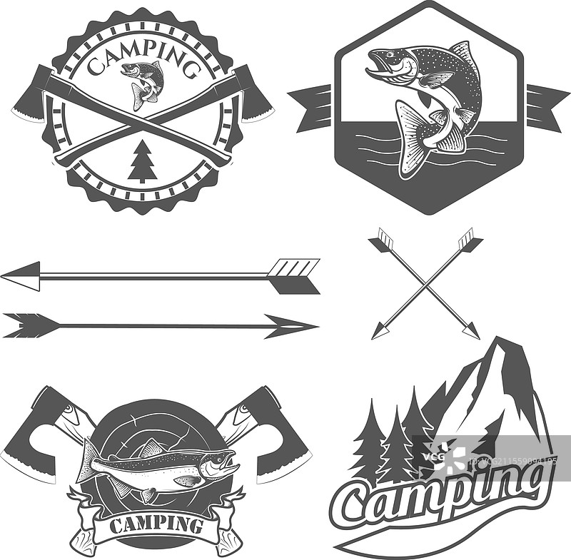 露营标志标签和徽章旅行徽章图片素材