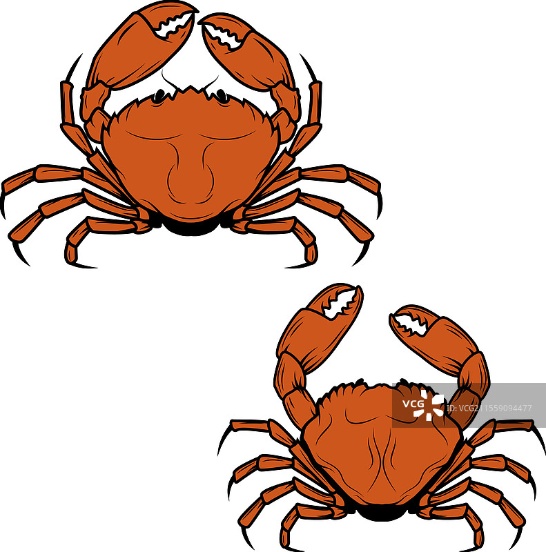 一组螃蟹图标，带有螃蟹标签的图标图片素材