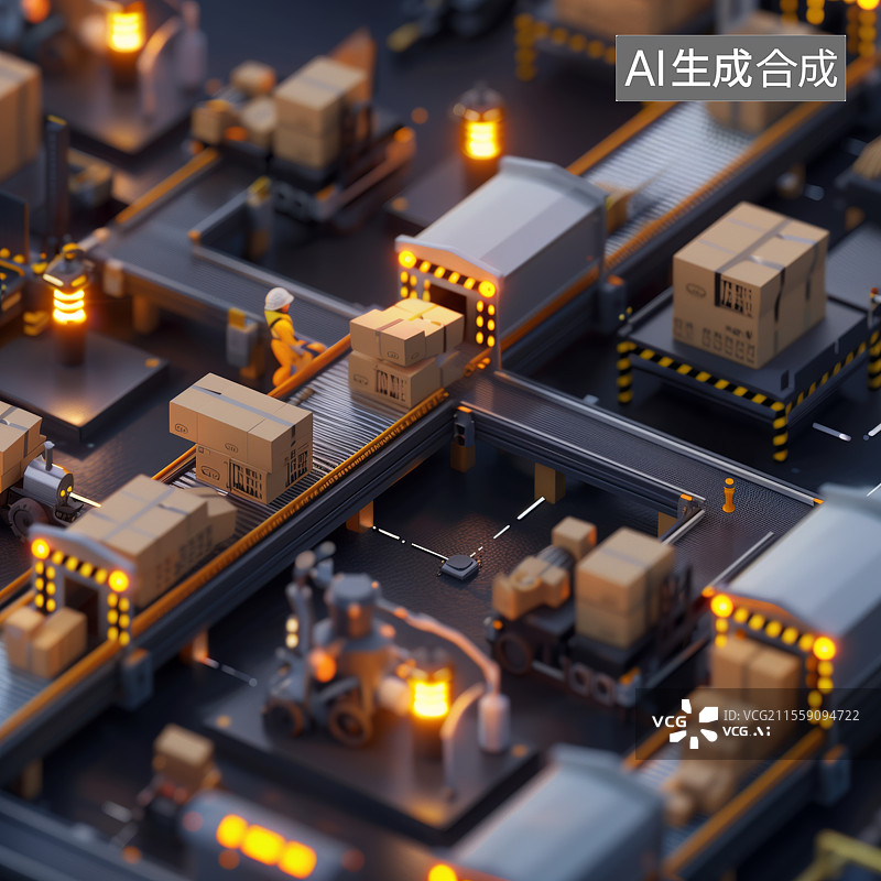 【AI数字艺术】科幻工厂等距视图图片素材