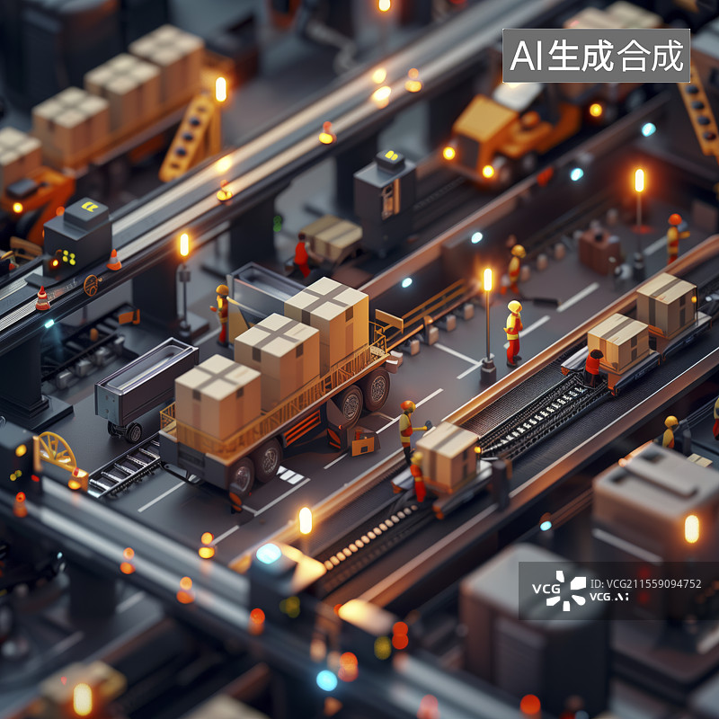 【AI数字艺术】科幻工厂等距视图图片素材