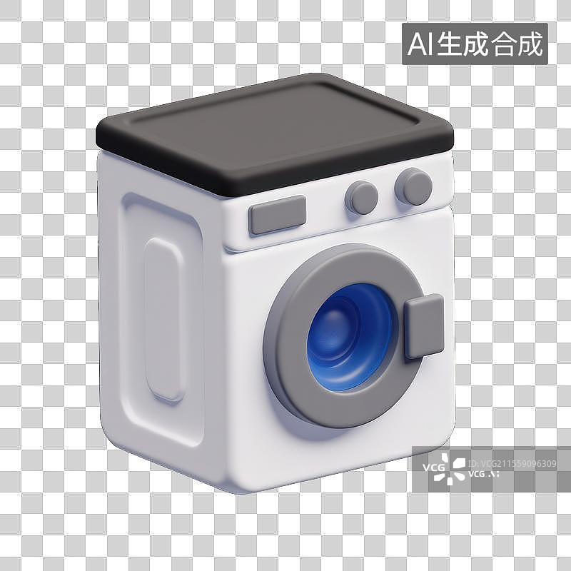 【AI数字艺术】现代家电洗衣机，3D滚筒洗衣机家用电器图片素材