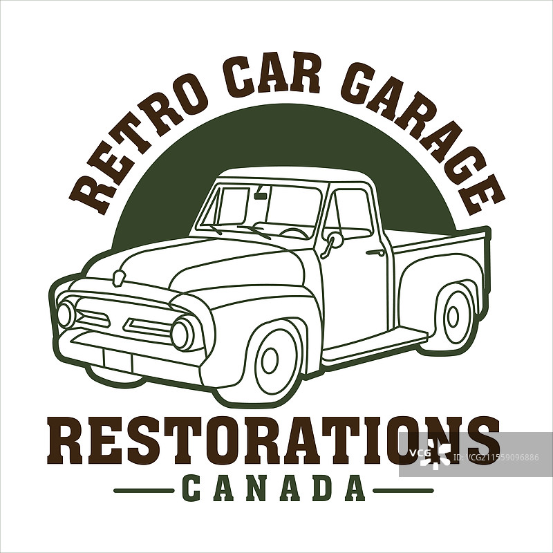 复古皮卡车车辆标志图片素材