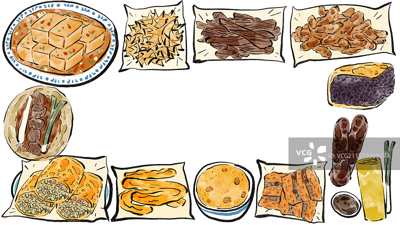 水墨风淄博美食插画图片素材