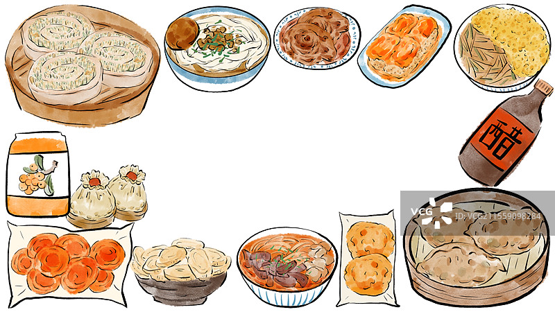 水墨风大同美食插画图片素材