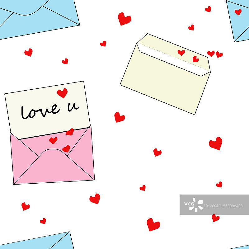 无缝图案，包含信封和信件图片素材