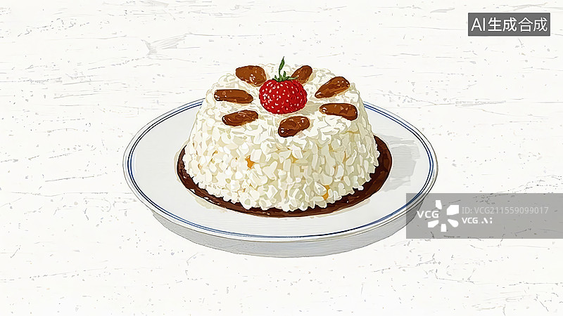 【AI数字艺术】八宝饭传统美食手绘插画图片素材