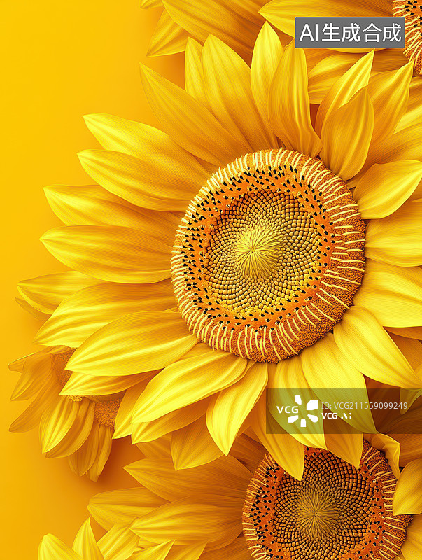 【AI数字艺术】黄色向日葵特写图片素材