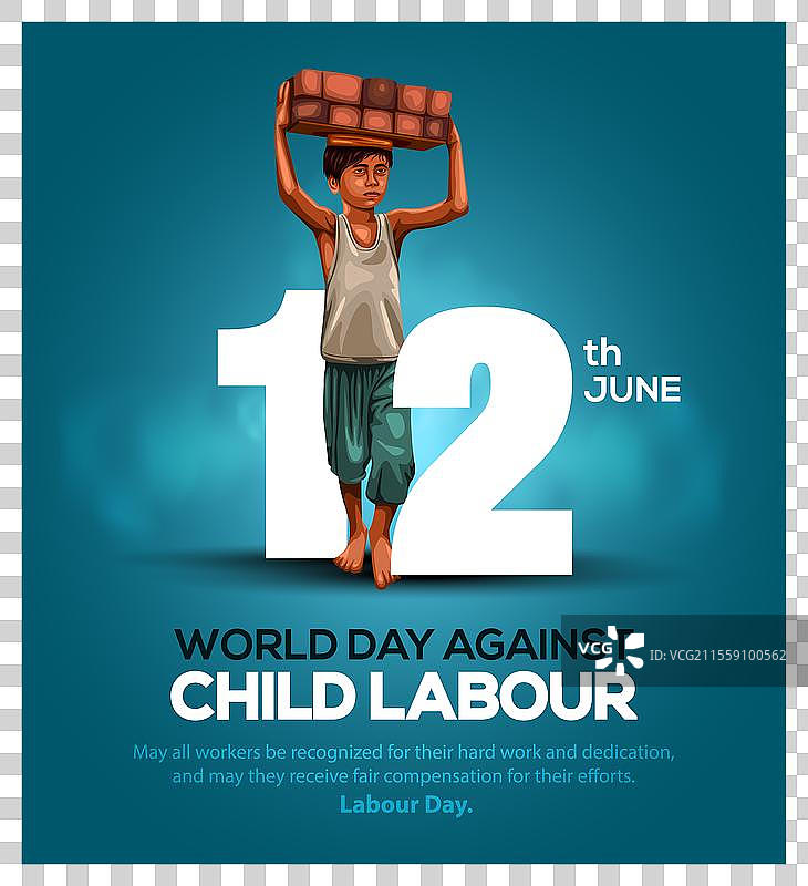 反对儿童劳动世界日的概念与儿童图片素材