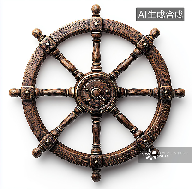 【AI数字艺术】木质掌舵方向盘元素图片素材