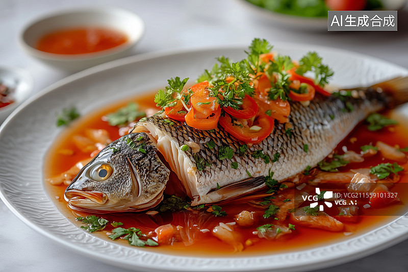 【AI数字艺术】清蒸鱼实物图图片素材