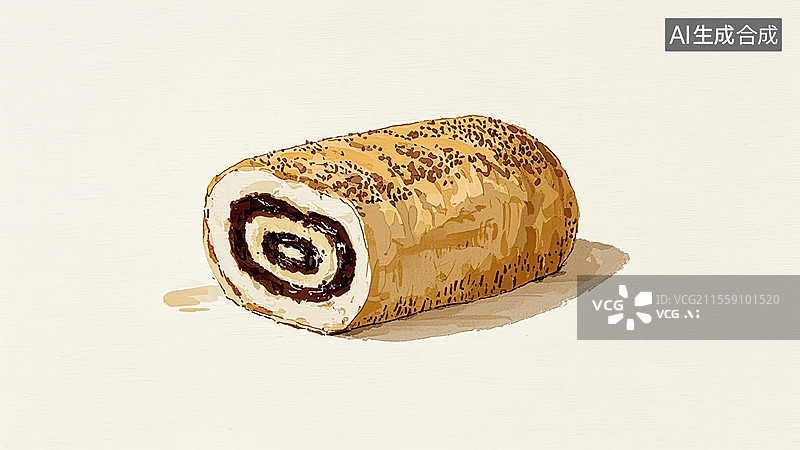 【AI数字艺术】北京驴打滚传统美食小吃手绘插画图片素材