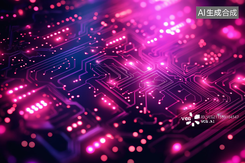 【AI数字艺术】发光的电路板，科技背景图图片素材