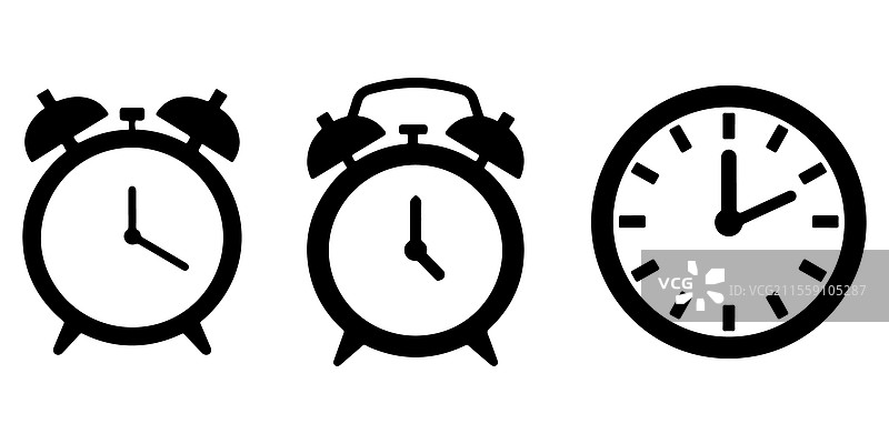 简单的黑白闹钟图标图片素材
