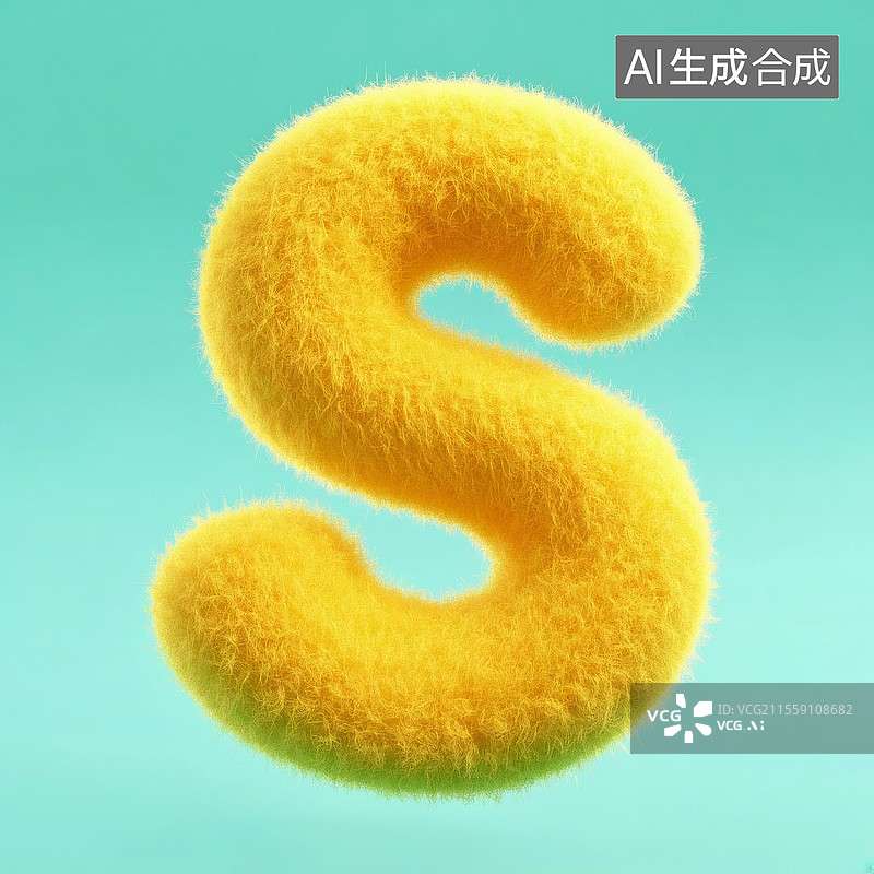 【AI数字艺术】3D卡通毛毡风格英文字母S图片素材
