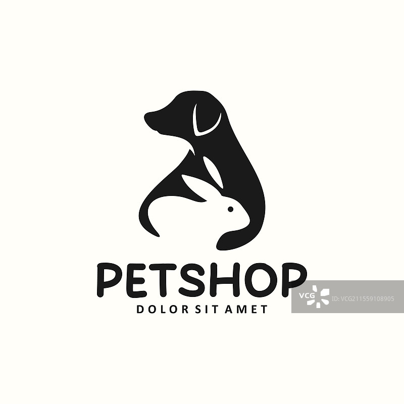 宠物店用的狗兔子logo设计模板图片素材