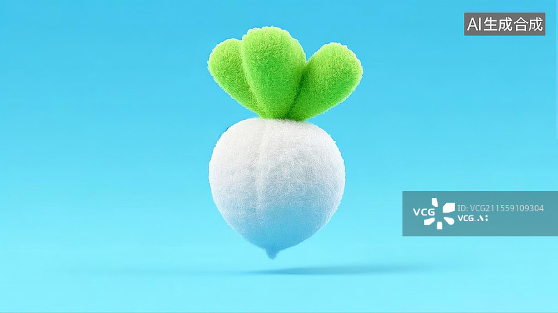 【AI数字艺术】3D卡通毛毡毛绒绒的可爱白萝卜图片素材