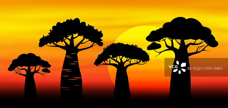 非洲草原日落风景背景图片素材