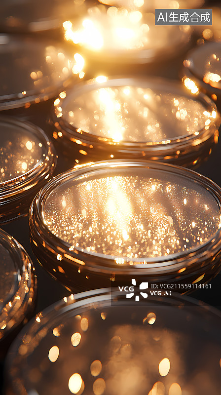 【AI数字艺术】金色，发光圆盘图片素材