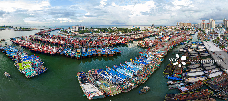 广西北海侨港航拍全景图片素材