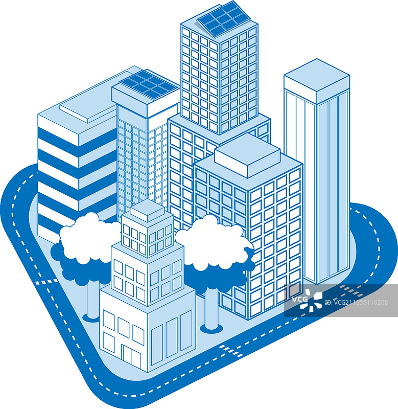 等距城市与道路图片素材