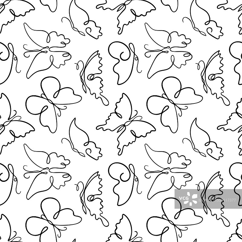 无缝图案 featuring 手绘蝴蝶图片素材