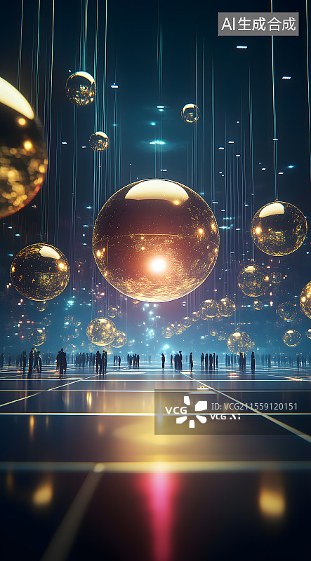 【AI数字艺术】数码科技赛博朋克圆形图形海报网页PPT背景图片素材