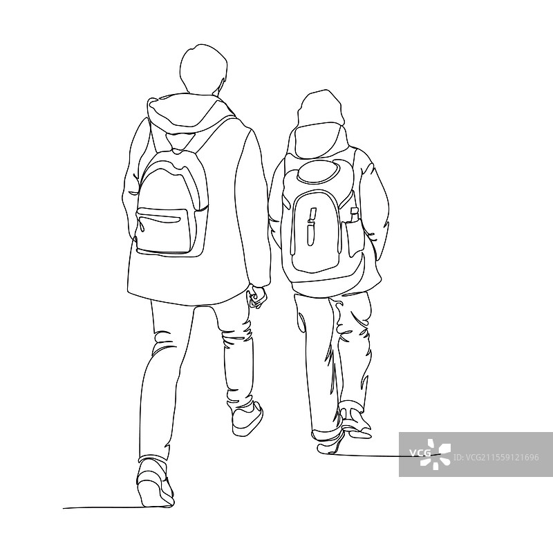 两个背包客在行走图片素材