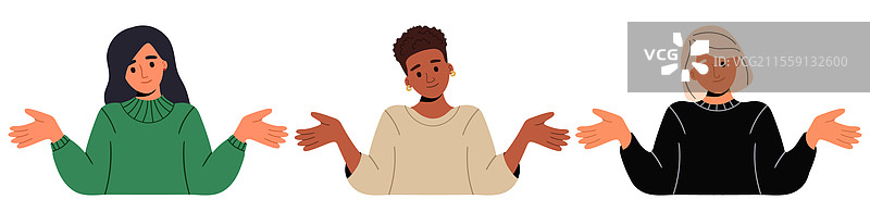 不同种族的女性穿着休闲服装展示图片素材