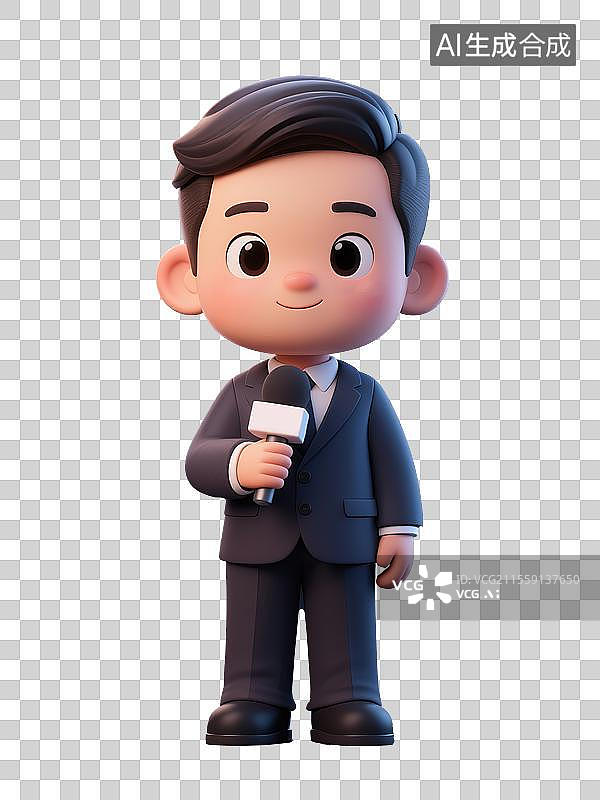 【AI数字艺术】拿着话筒的卡通人像图片素材