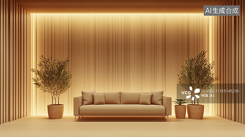 【AI数字艺术】极简日式风格客厅设计图片素材