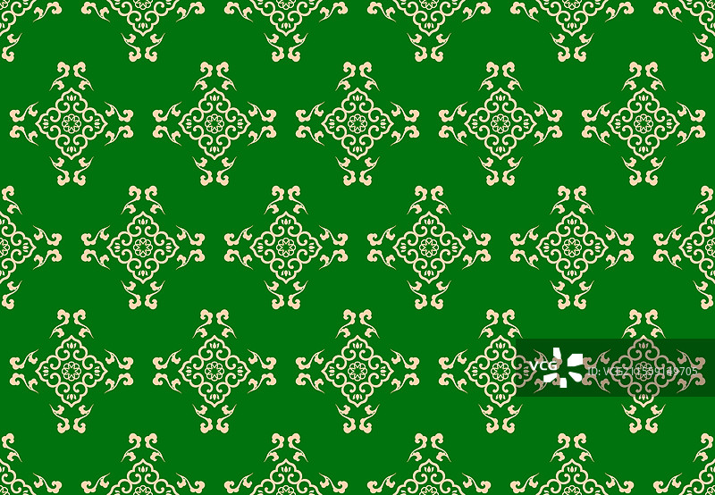 绿色祥云如意纹四方连续纹样背景图片素材