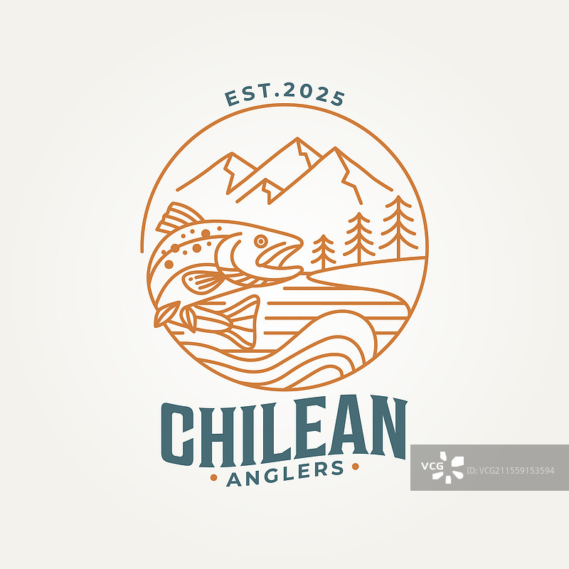 极简主义智利钓鱼者线条艺术图标标志图片素材