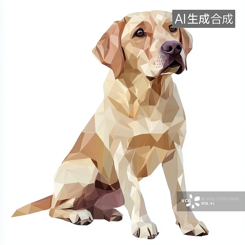 【AI数字艺术】多边形风格的拉布拉多犬图片素材
