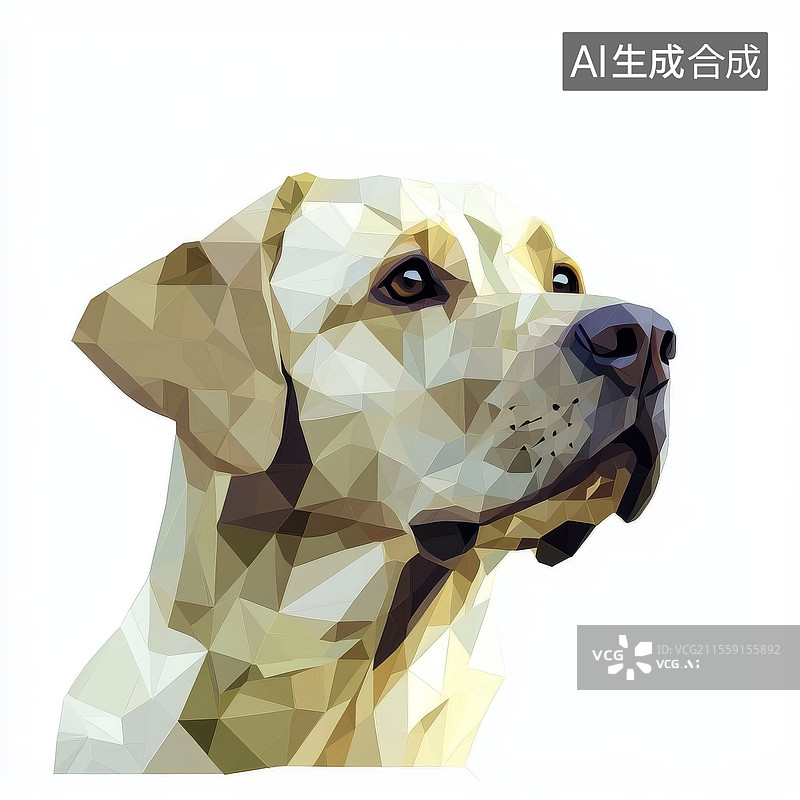 【AI数字艺术】多边形风格的狗肖像图片素材