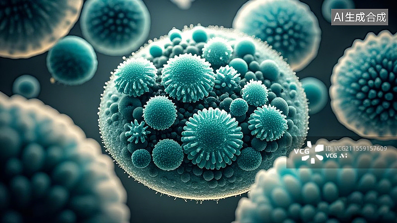 【AI数字艺术】细菌菌落微观世界图片素材