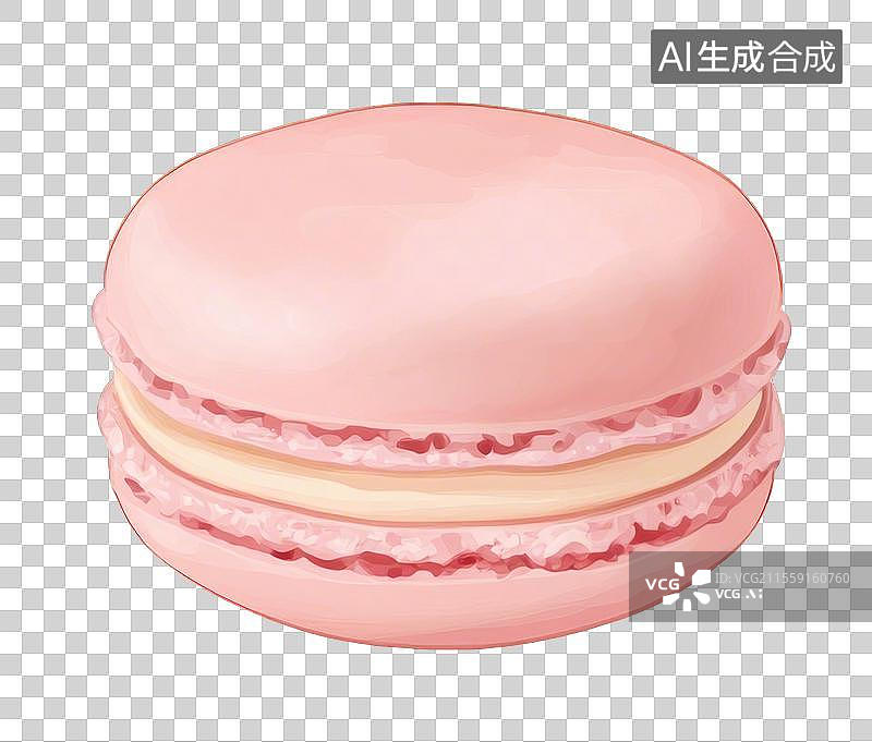 【AI数字艺术】卡通手绘浅粉色马卡龙甜食免抠元素图片素材