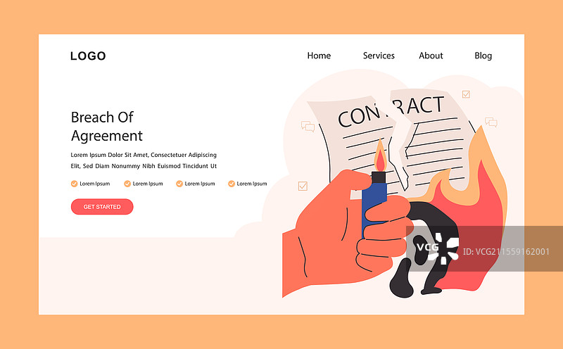 合同违约网页横幅或着陆页图片素材