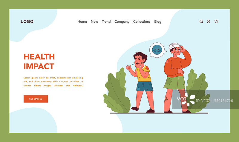 童工的健康后果扁平化图示图片素材