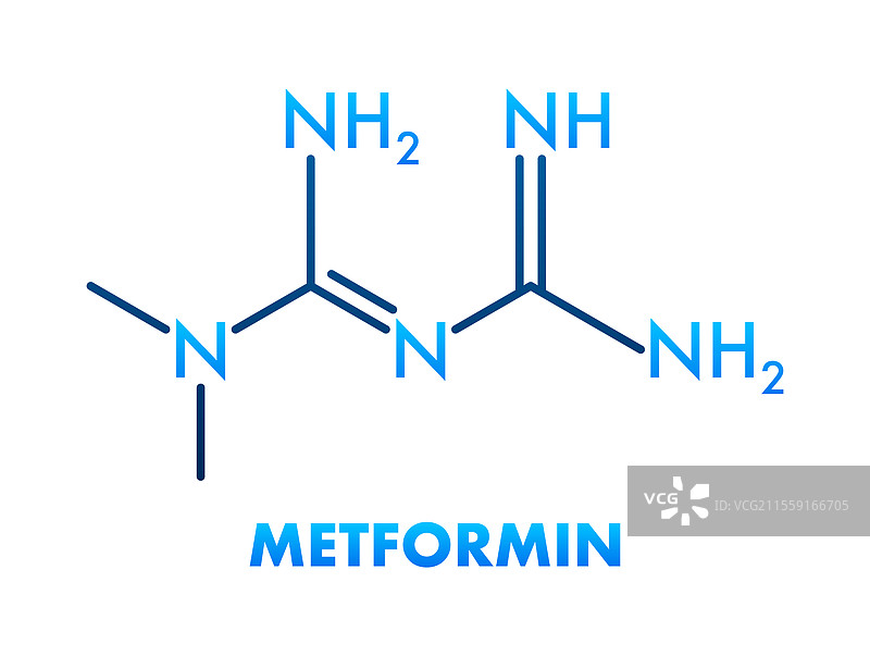 二甲双胍的分子结构与化学式图片素材