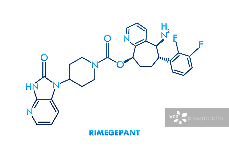 rimegepant 骨架式化学结构图片素材