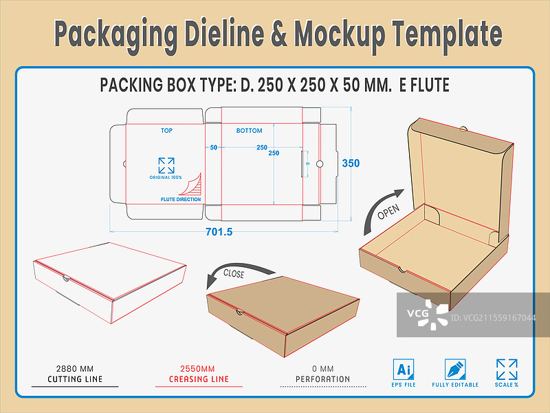 包装模切线和样机模板图片素材