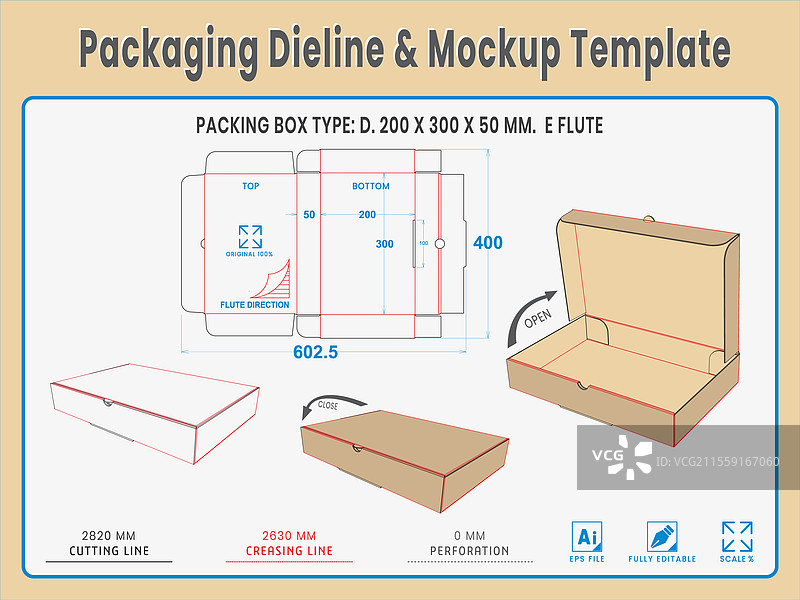 包装模切线和样机模板图片素材