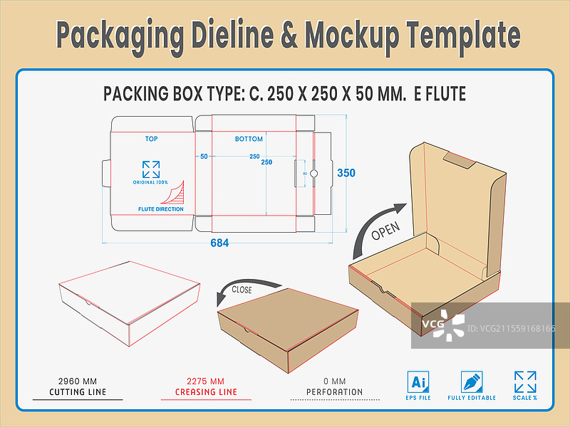 包装模切线和样机模板图片素材
