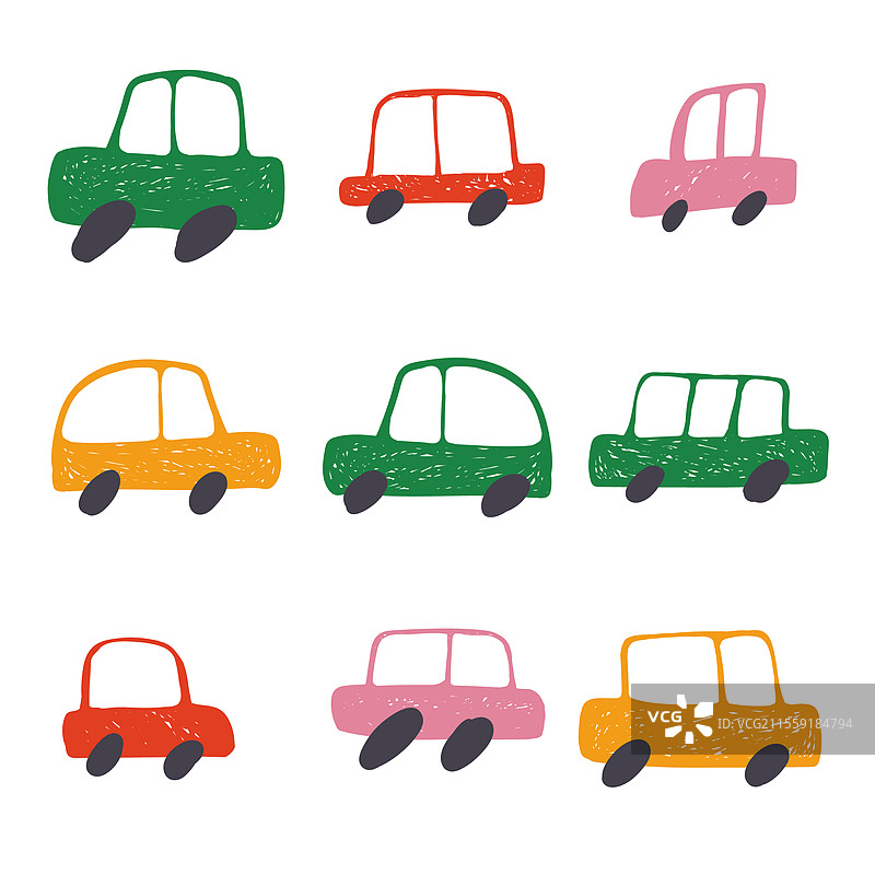 色彩缤纷的汽车系列，简单设计且充满活力图片素材